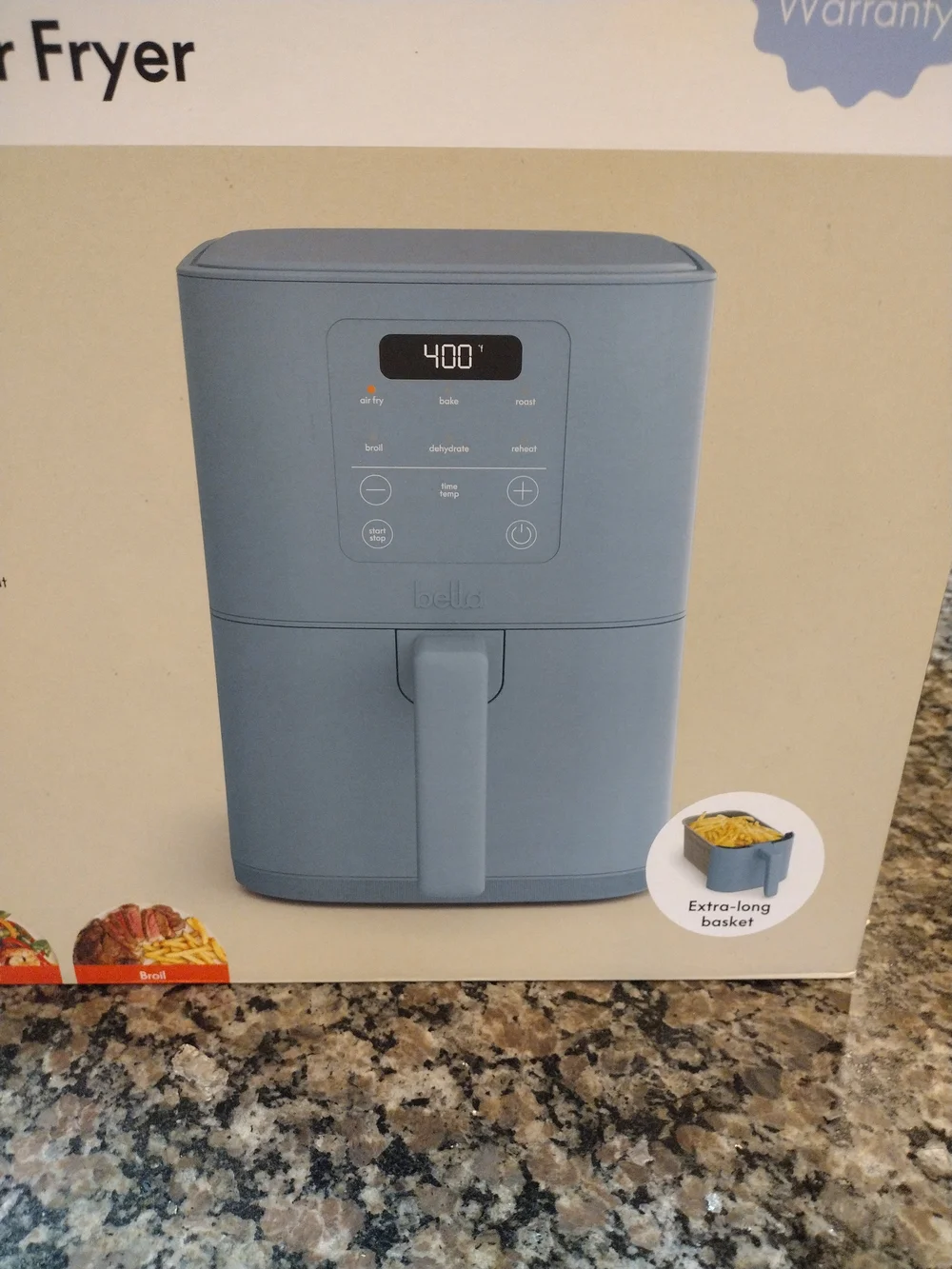 Bella 4qt Slim Air Fryer Surf ( Light Blue) new in box